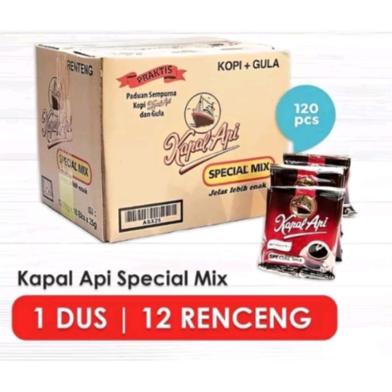 

KOPI KAPAL API SPECIAL MIX 1 DUS ISI 12 RENCENG (120 SACHET)