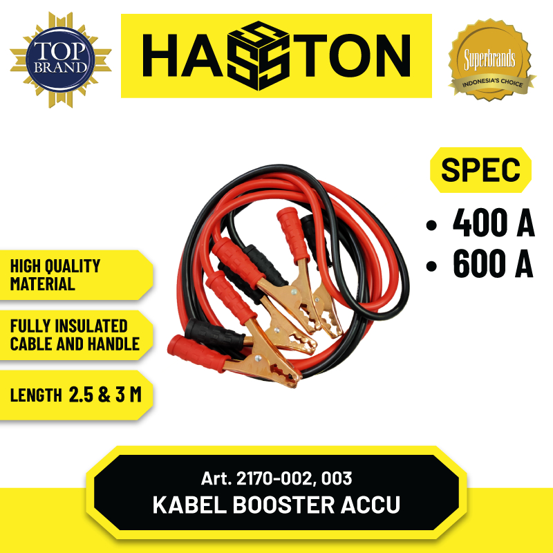 HASSTON KABEL JUMPER AKI MOBIL / KABEL BOOSTER UNTUK ACCU MOBIL / CABLE ACCU (2170)