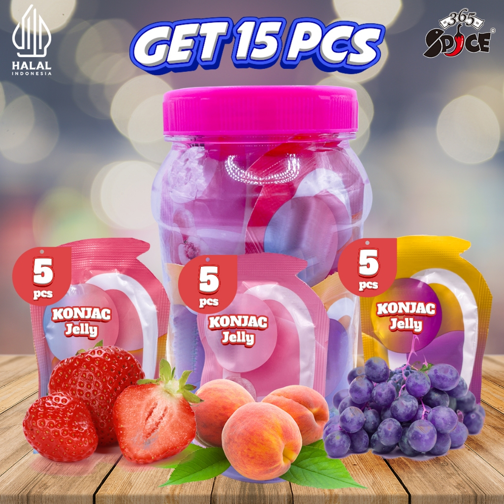 

Konyakku Jelly Mini Toples Isi 15pcs Rasa Buah Strawberry Peach Anggur