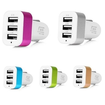 PAC 6D CHARGER HP MOBIL 3 USB 2,1A Truk Cas Car 12V 24 Volt 3 Slot Lubang Usb Batok Kepala 2,1A Adap