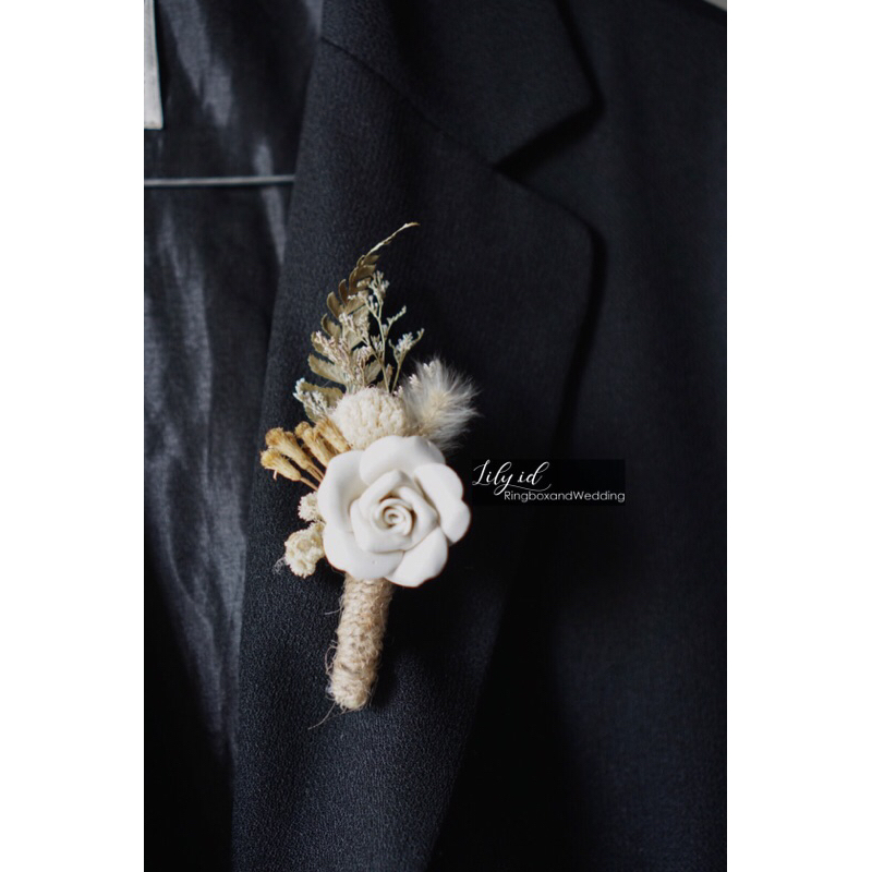 Groom Corsage Boutonniere Korsage Pin Jas Pria Dried Flower Hiasan Jas Bunga dada panitia