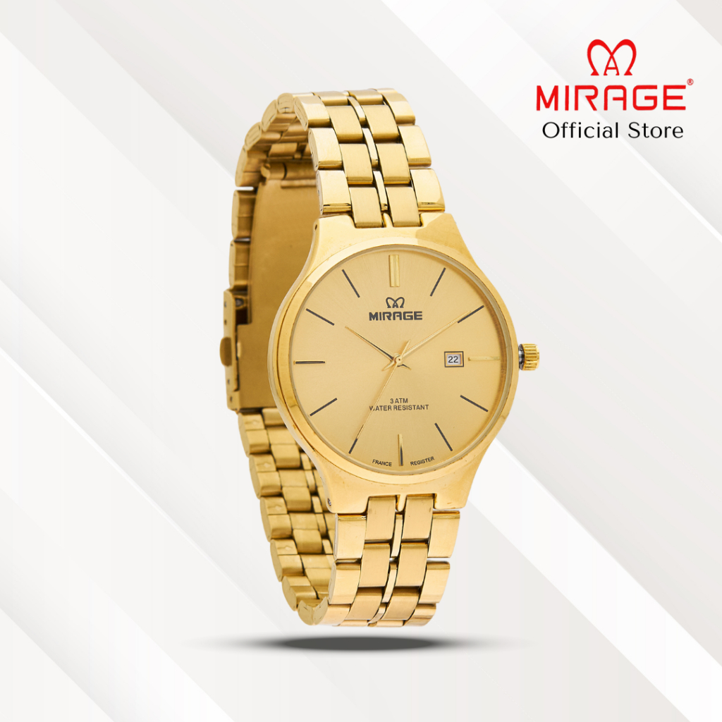 Mirage Jam Tangan Pria Analog 18602 M Gold Original Stainless