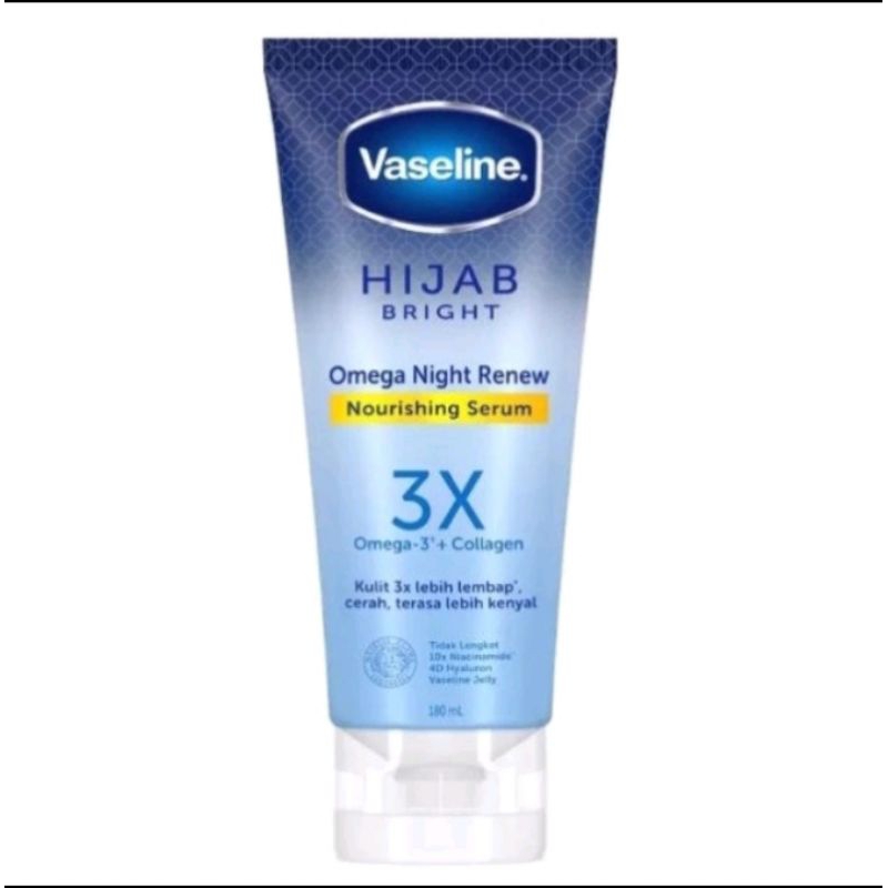 Vaseline Hijab bright omega night renew Nourishing serum 3× omega -*+ Collagen 180ml