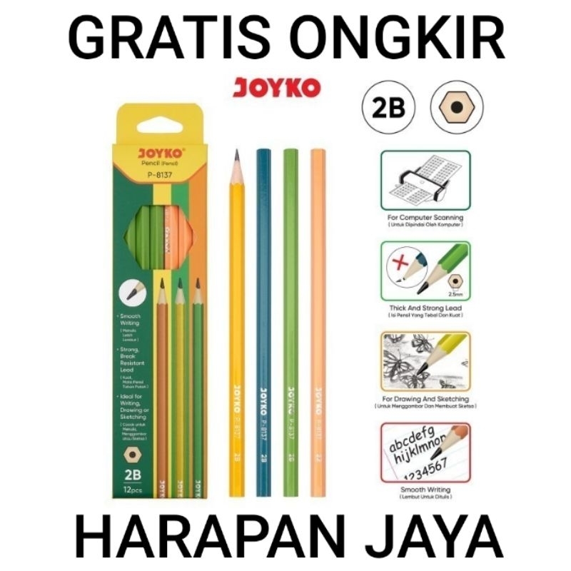 

Pensil 2B P-8137 JOYKO Pensil Komputer Per Lusin ( ISI 12 PCS )