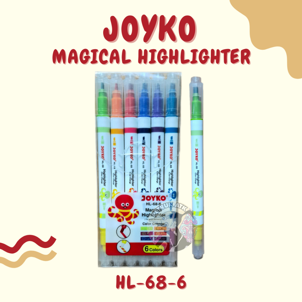 

[SET] MAGICAL HIGHLIGHTER JOYKO HL-68-6 6 WARNA