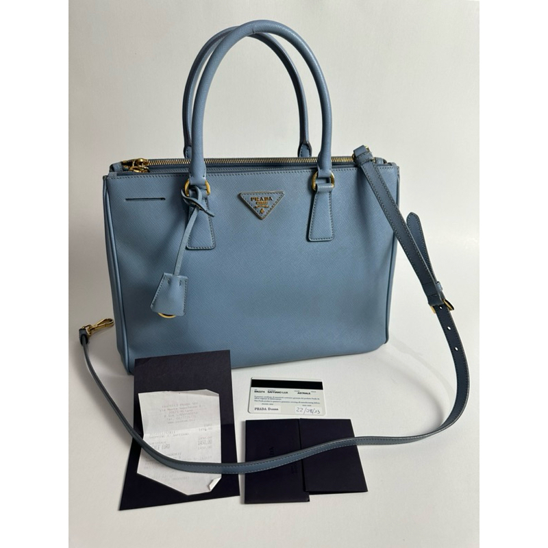 prada saffiano double zip medium