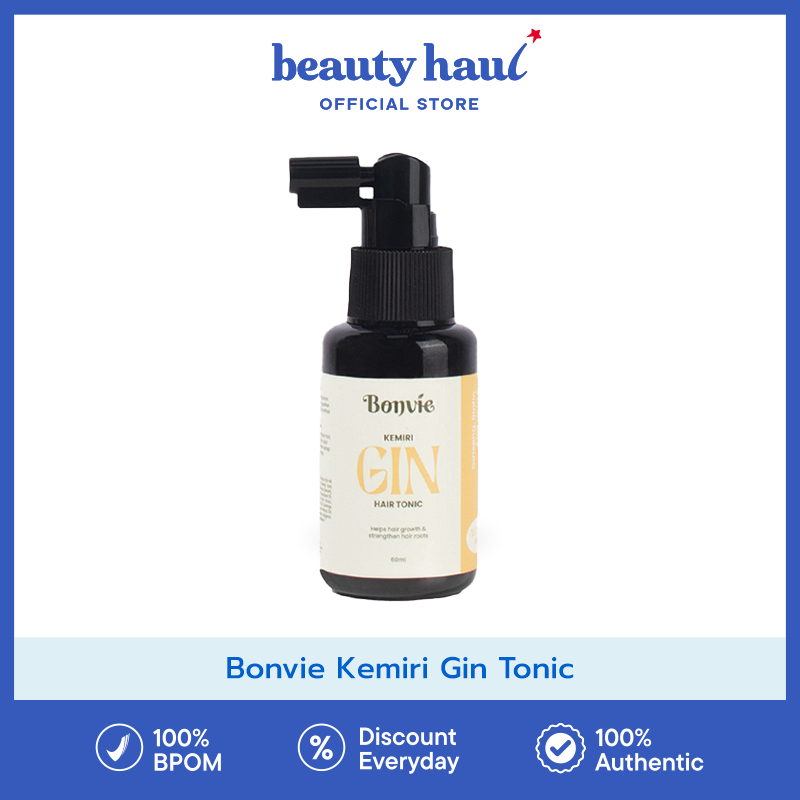 BONVIE Kemiri Gin Tonic 60ml - Hair Tonic untuk Perawatan Rambut Rontok, Menguatkan Akar Rambut & Me