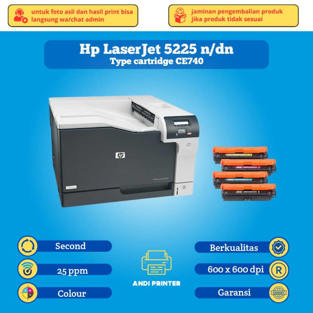 Printer HP laserjet CP5225 (A3) toner full baru
