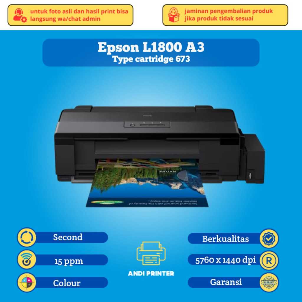 PRINTER Epson Printer L1800 (Print A3) SECOND BERGARANSI