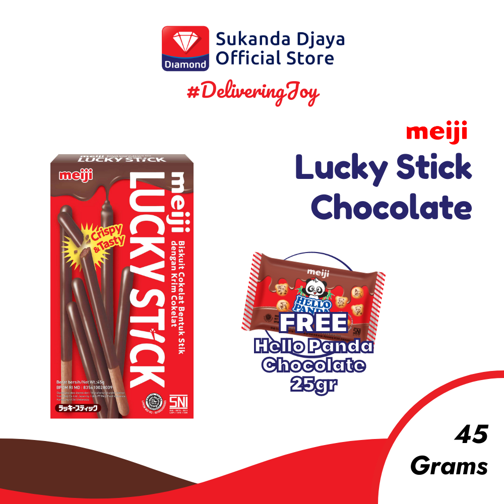 

Meiji Lucky Stick Biscuit Chocolate Snack 45 Gr [FREE Hello Panda]