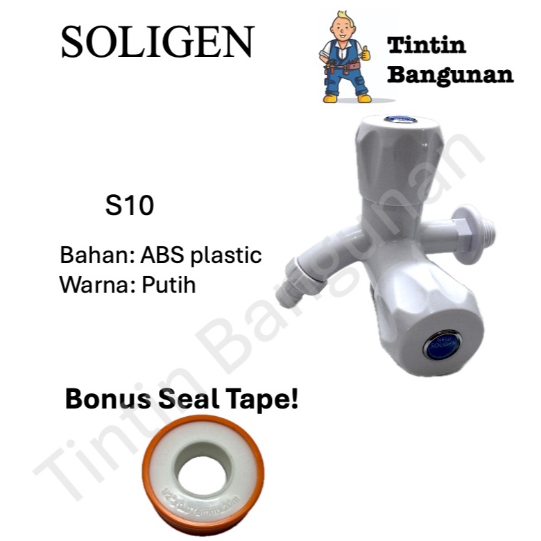 Kran Cabang SOLIGEN S10 Plastik ABS PVC/ Keran Double Dobel Mahkota Putar SOLIGEN/ Kran Shower SOLIG