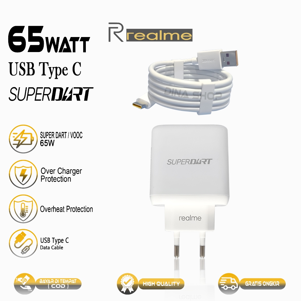 Charger Cas Realme 65 Watt Super Dart Vooc USB Type C