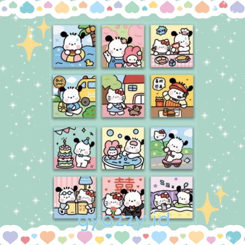 

50pcs/ Sticker Cute Dog, Sticker Pochacco dan Hello Kitty Sanrio, cute dog sticker, stiker anjing lucu, stiker pochacco, my melody dan hello Kitty married version