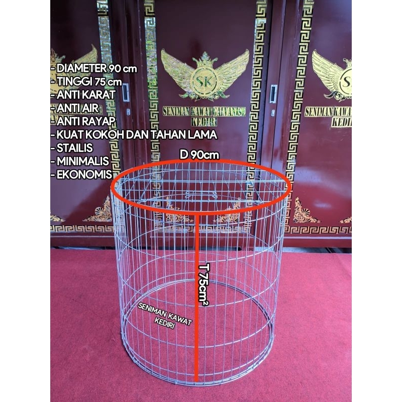 Kurungan Songkok Ayam Laga Bundar Diameter 90 cm Tinggi 75 cm