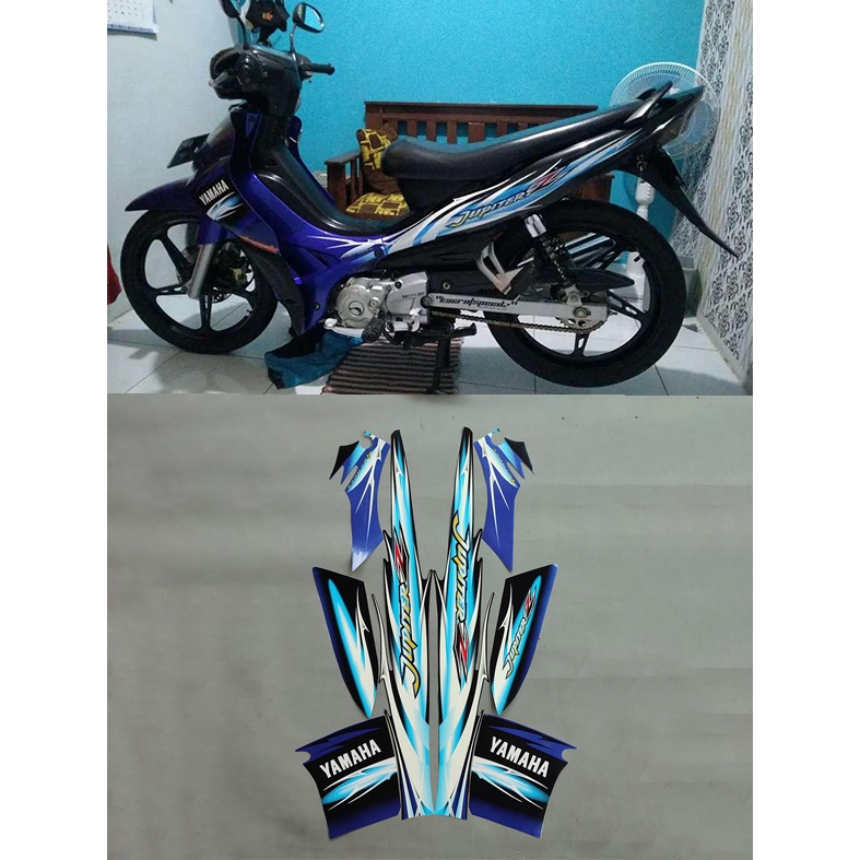 STIKER STRIPING LIS LES BODY MOTOR JUPITER Z BURUNG HANTU TAHUN 2007 BIRU