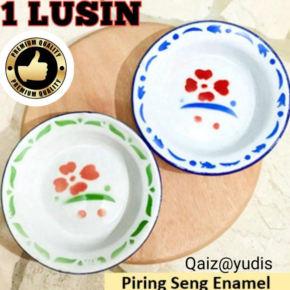 Piring Seng 1 LUSIN Tebal 22 CM  Piring Enamel  Piring ra  Piring Jadul irik