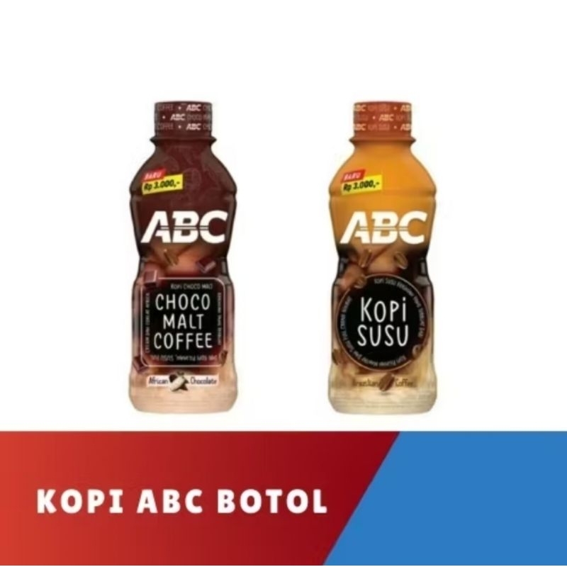 

ABC Kopi Instan Botol Rasa Choco Malt & Kopi Susu 1 Dus isi 24 Botol