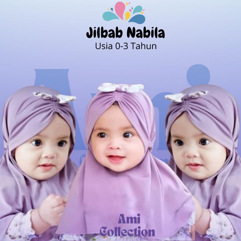 Jilbab Bayi 0-12 Bulan Bahan Jersey Adem Nabila | Kerudung Anak Usia 0-3 Tahun Premium