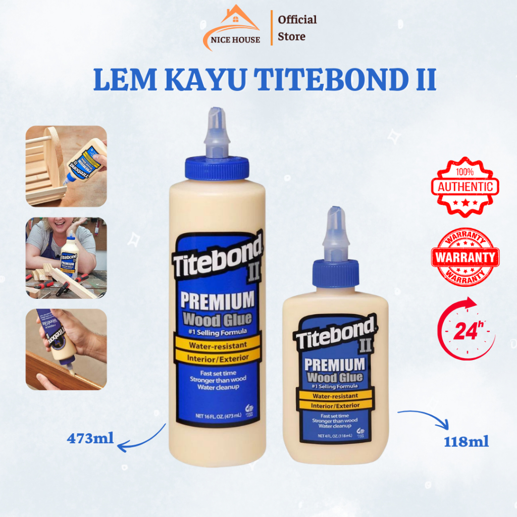 Harga murah lem kayu Titebond II 118ml/473ml, lem kayu Titebond II kualitas tinggi, lem kayu, lem ka