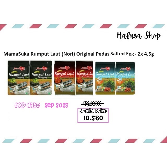 

MamaSuka Rumput Laut (Nori) Original Pedas salted Egg -2x4,5 g