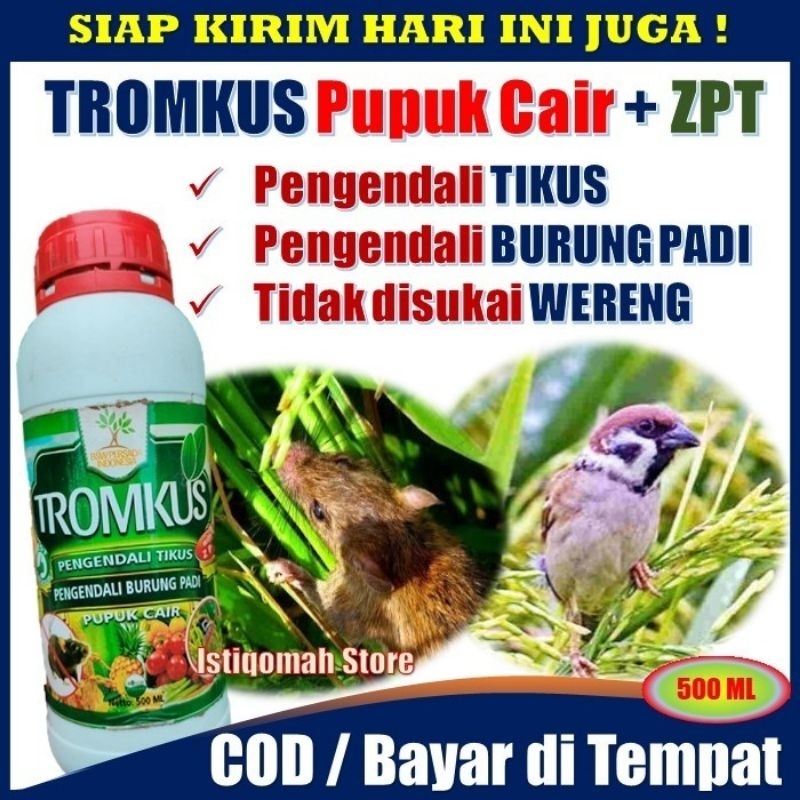 PUPUK CAIR TROMKUS + ZPT Obat Semprot Pengendali TIKUS , burung padi, wereng dll