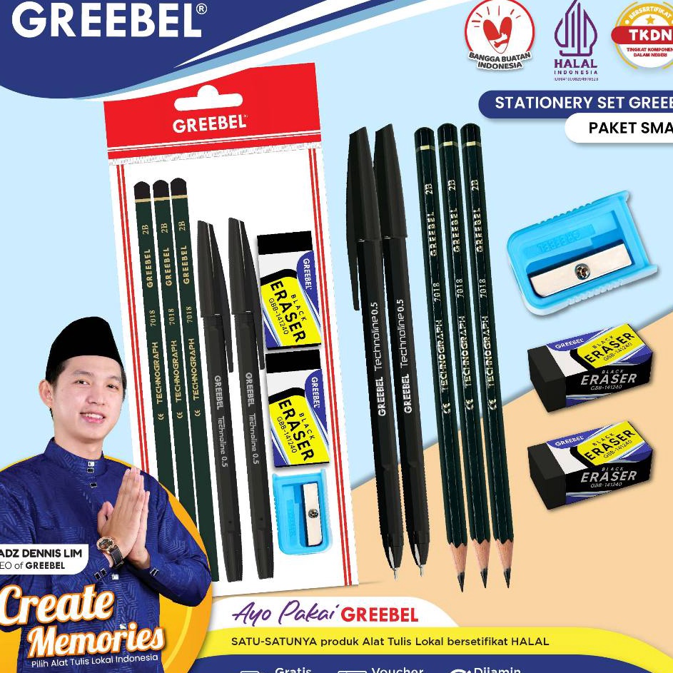 

Murah Terheboh GREEBEL Pulpen Pensil Set Alat Tulis Anak Sekolah PAKET SMART Stationery Set Paket Alat Tulis