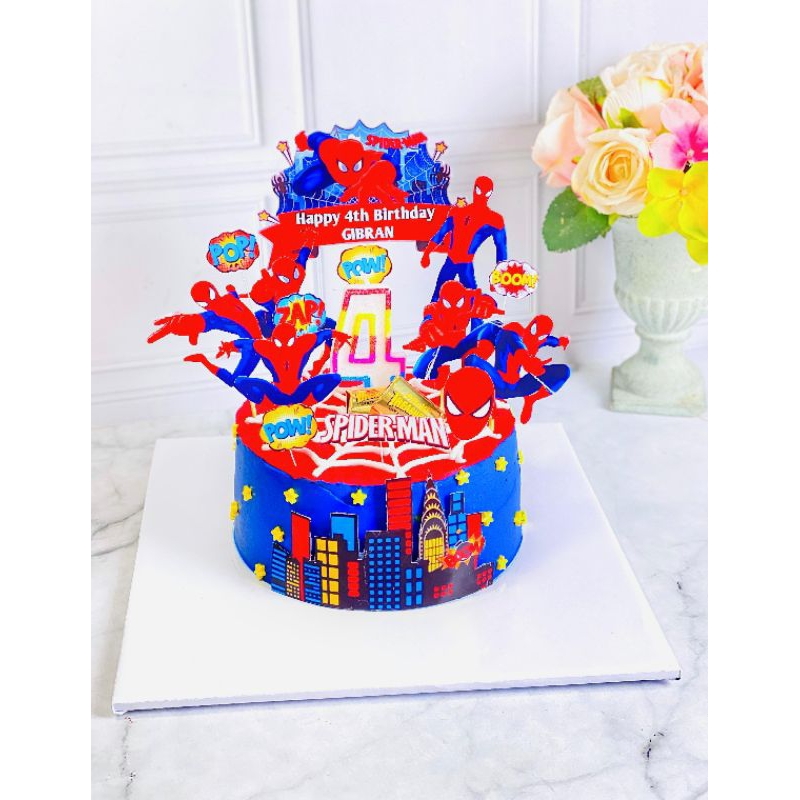 

kue ulang tahun birthday anak Spiderman topper cake