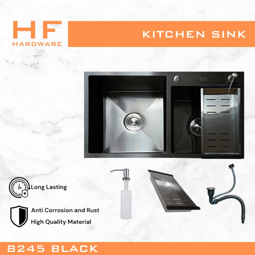 HF HARDWARE Bak Cuci Piring Kitchen Sink Dapur Digital Satin Black Gold Rosegold 6045 8245 8050 8045