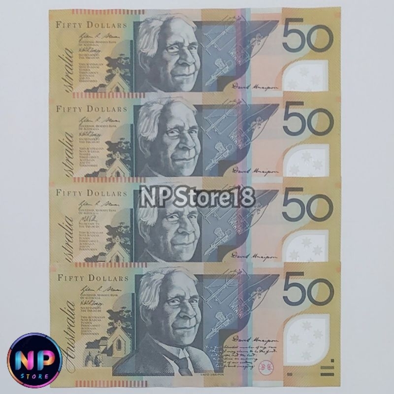 Souvenir Uang Asing Kuno Australia 50 Dolar Old Series Polymer