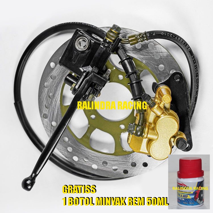 Rem cakram depan komplit Supra X Supra 100 Lama 1 Set 5 Lubang + Minyak Rem
