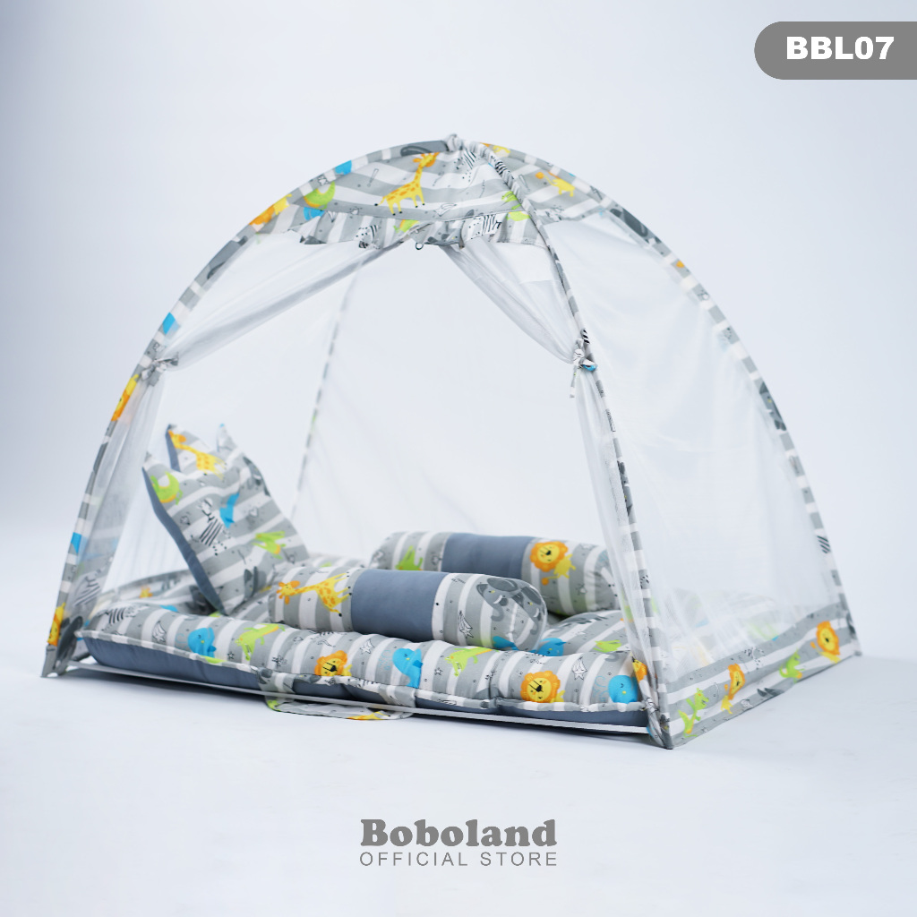 BOBOLAND Kasur Bayi Kelambu Premium Set Lengkap Bantal Guling Kelambu Bayi