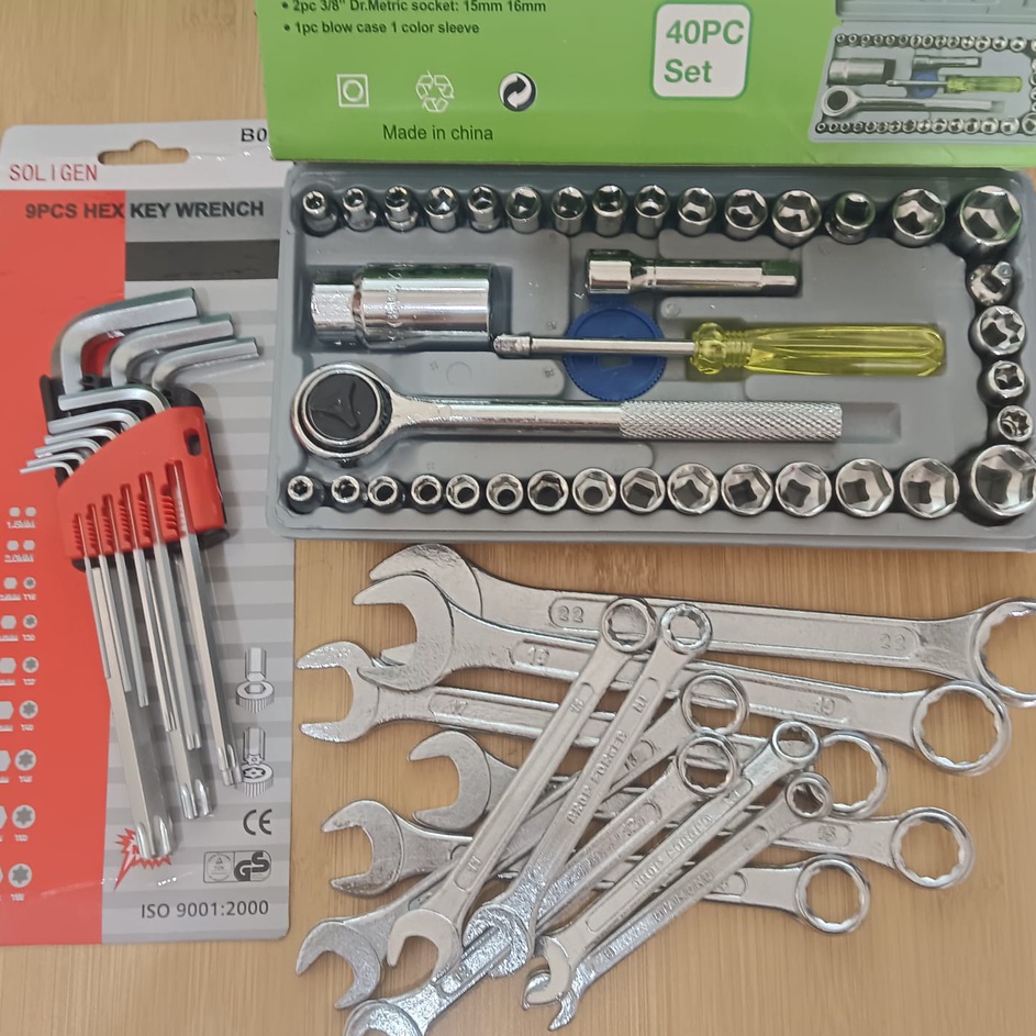 Diskon Minggu Ini  Paket Kunci Shock Set 4Pcs  Kunci Ring Pas 11Pcs  Kunci L Set 9Pcs  BISA COD  Kun