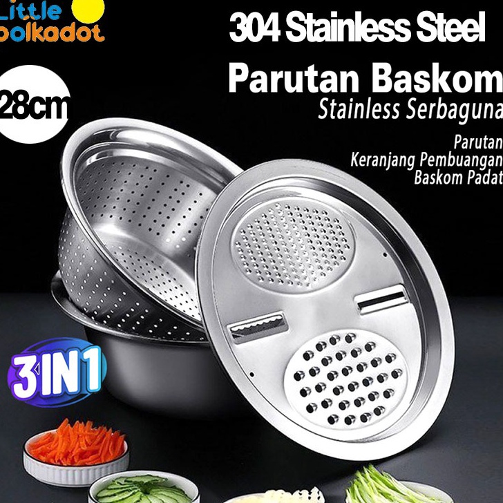 Versi Baskom stainless Set PARUTAN SATINLESS 3 IN 1 34 stainless steel Parutan Wortel Serutan Wortel