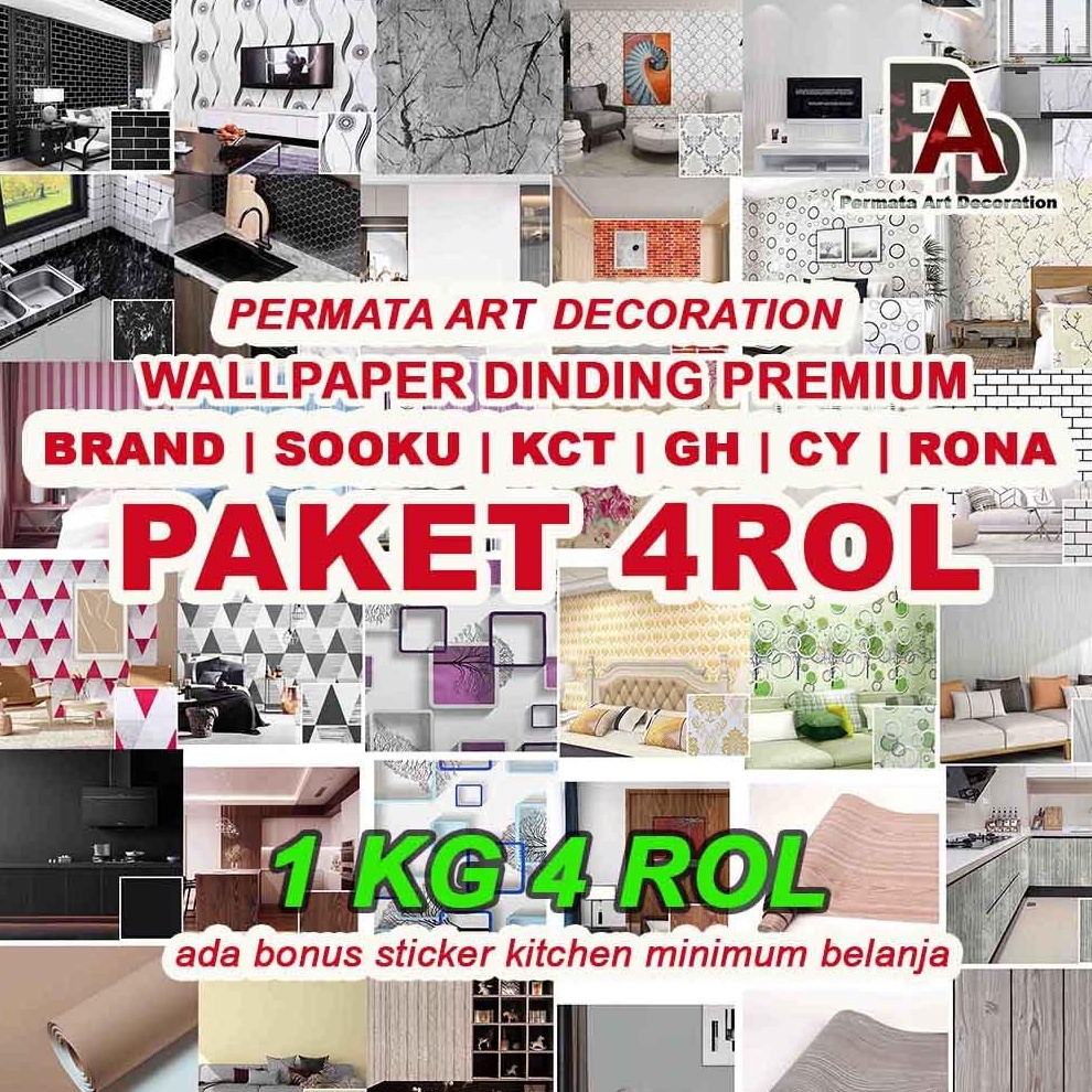 4 Roll  Wallpaper Sticker Dinding Ruang Ta Kamar DapurCantik