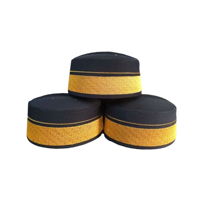 Peci Hitam Kopiah Songkok Haji Assagofah Recca Bugis Bordil Gold