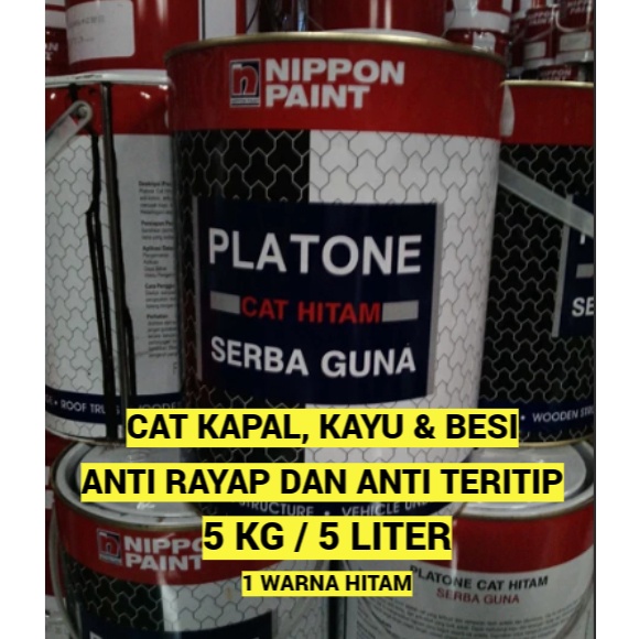 Super Style CAT KAPAL KAYU BESI 5 KG  5 LITER PLATONE NIPPON PAINT CAT HITAM ANTI LUMUT TERITIP