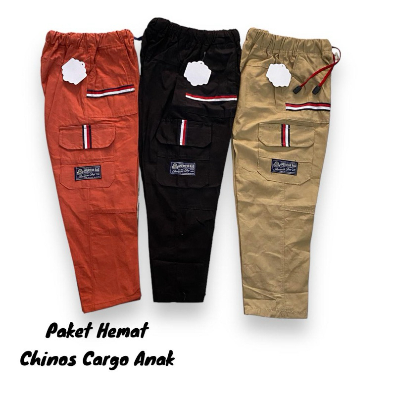 Paket 3pcs Random Celana Panjang Chino Cargo Anak 1-10tahun Premium Terbaru / Bawahan Anak / Chino c