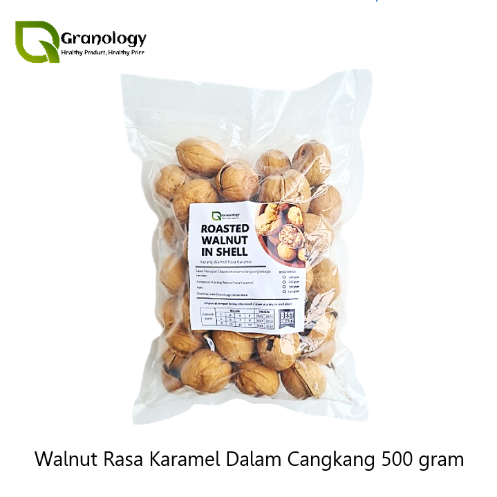 

Walnut Karamel Dalam Cangkang / Roasted Walnut Caramel Flavour (500 gram) by Granology