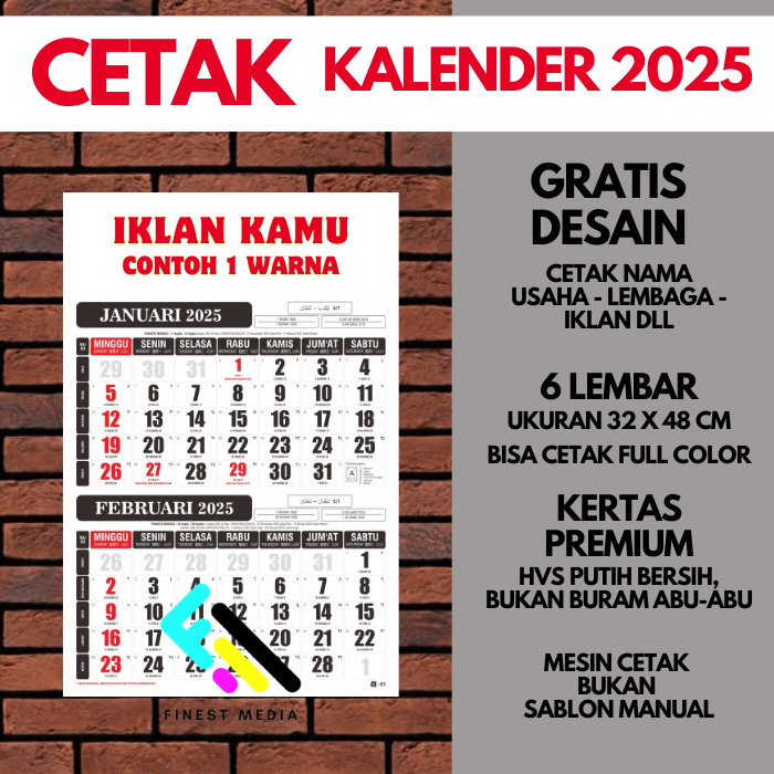 

CETAK KALENDER KERJA PAKAI NAMA USAHA UKURAN 32 X 48 CM - 6 LEMBAR