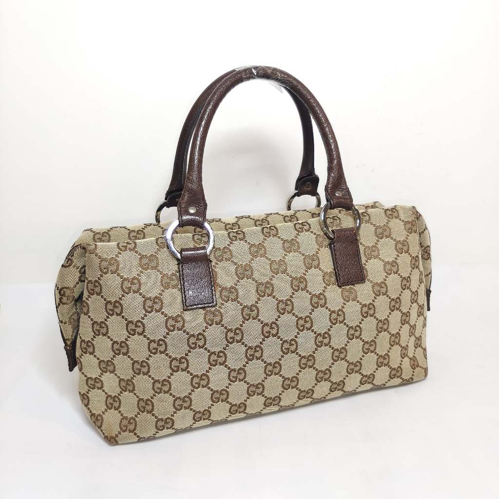 Gucci GG Brown Vintage Canvas Handbag Preloved Second Original Tas Tangan