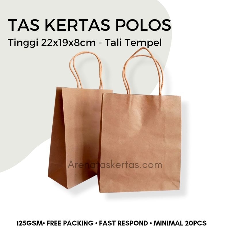 

Tas Kertas Esklusif (TxPxL) 22x19x8cm Paperbag Polos Coklat Paper bag Buket Gift Tali Tempel
