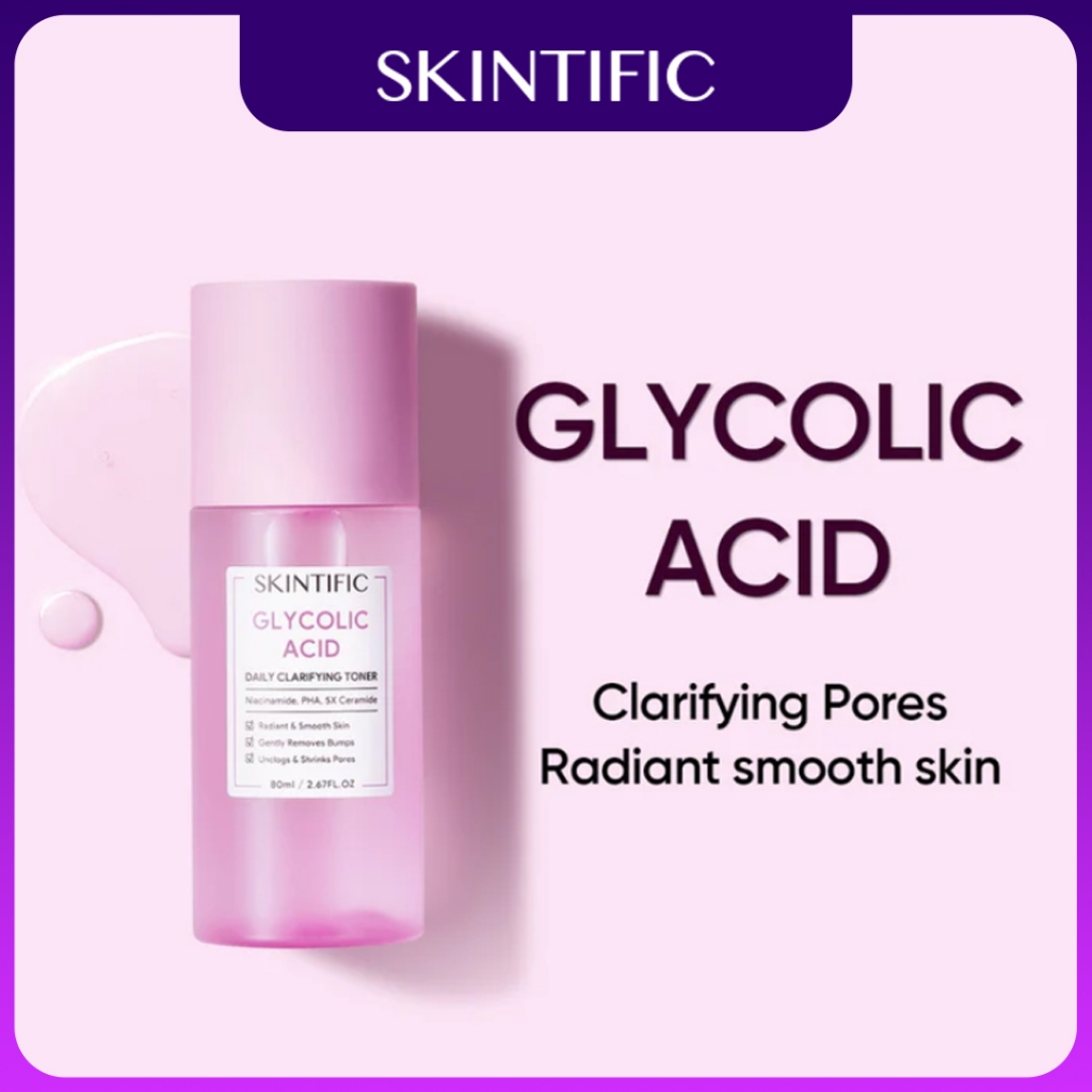 SKINTIFIC - Glycolic Acid Exfoliating Brightening Daily Clarifying Toner 80ml | Toner Eksfoliasi Waj