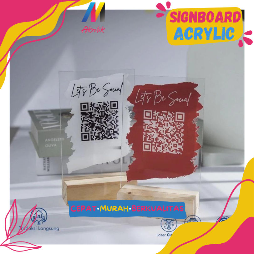 QR STAND CUSTOM/ STANDING QR CODE MEJA KAFE / RESTO / KASIR AKRILIK/AKRILIK BERKUALITAS