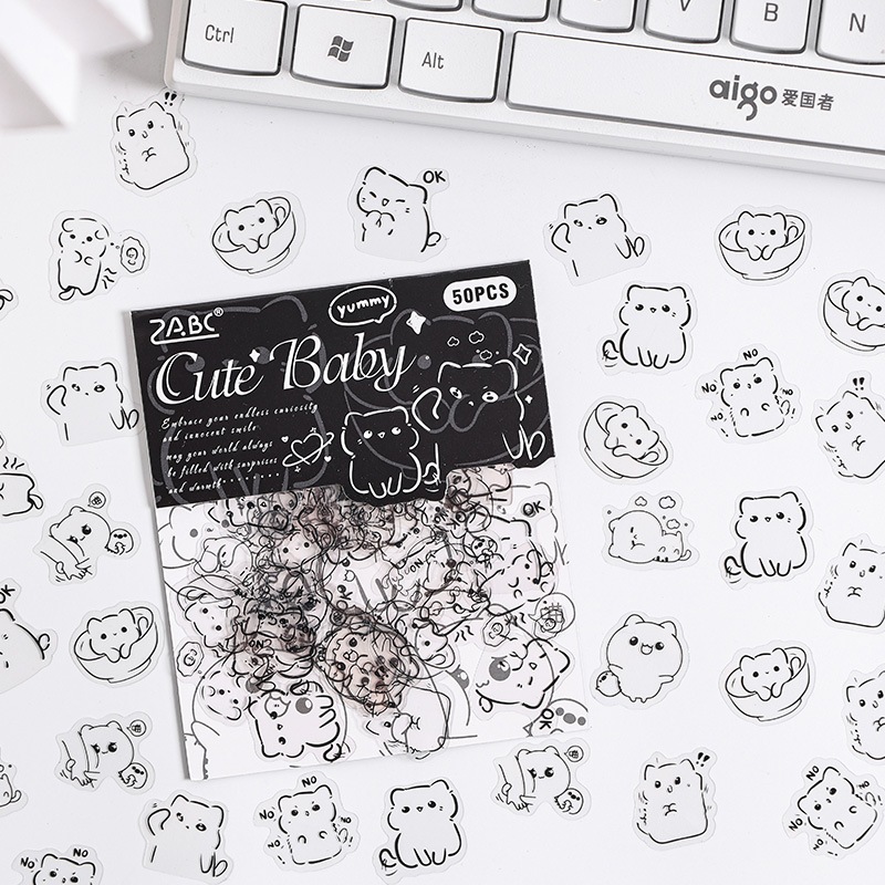 

Stiker Animal Panda Kucing Kelinci Doggy PET Stiker DIY Case HP Stiker Dekor Tumbler Stiker Hitam Putih