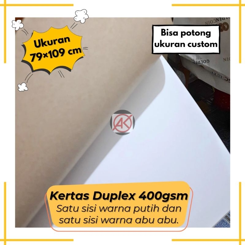 

Kertas Duplex Coated Putih Abu abu | Karton Putih 400Gsm 79×109 cm (Bisa Potong Custom)