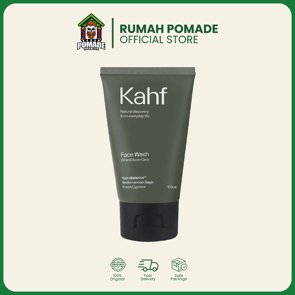 KAHF Oil and Acne Care Face Wash 100 ml - Sabun Muka Pria Kahf Hijau Original