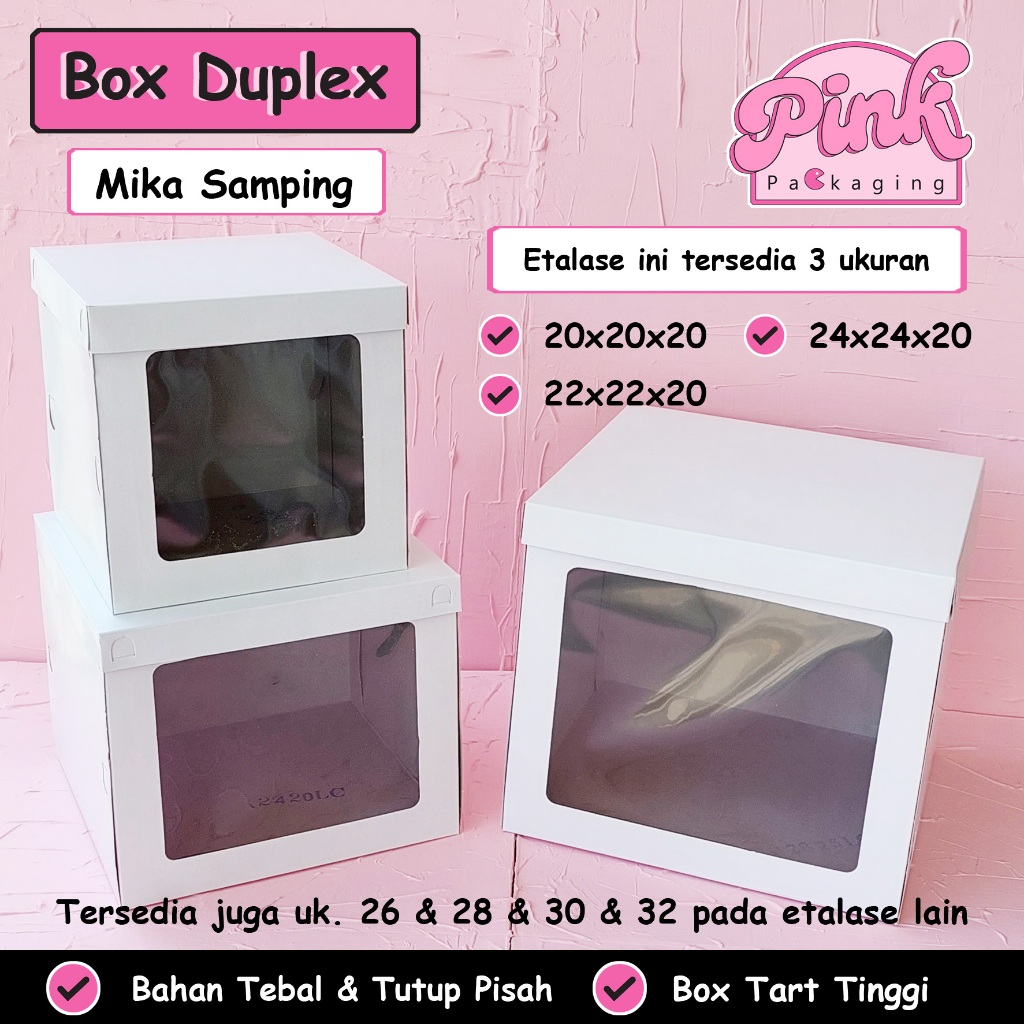 

Box Tart Tinggi Besar Murah Mika Samping Dus Duplex Putih Tebal Kotak Cake Tart Ukuran 20 22 24