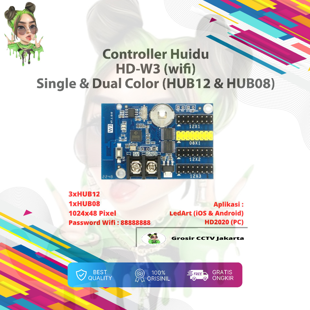 Controller Huidu HD-W3 HUB08 Wifi Running Text P10 Not HD-W00 HD-W03
