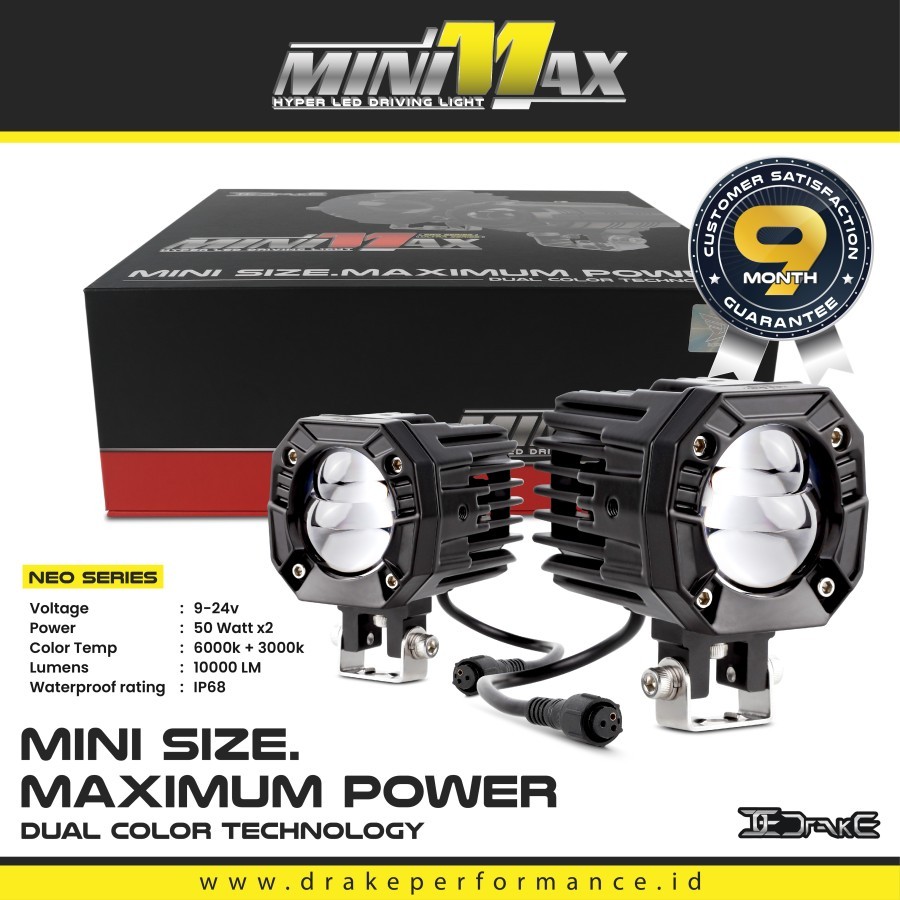 Lampu Tembak Drake Minimax NEOGT GT 100watt Fog Lamp LED