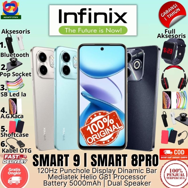 HP BARU INFINIX SMART 9 | SMART 8 PRO 4/128GB - 8/128GB - Upto RAM 16GB GARANSI RESMI 100% ORIGINAL